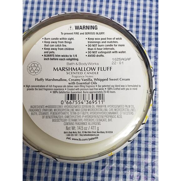 BBW LETS GET EGGCITED Marshmallow Fluff Large 3 Wick Candle Home Fragrance Decor - Picture 2 of 2